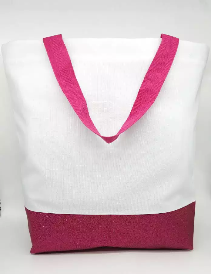 Sacola Ecológica (ECOBAG) com Glitter Rosa Pink - 31X32X7- PERSONALIZADA