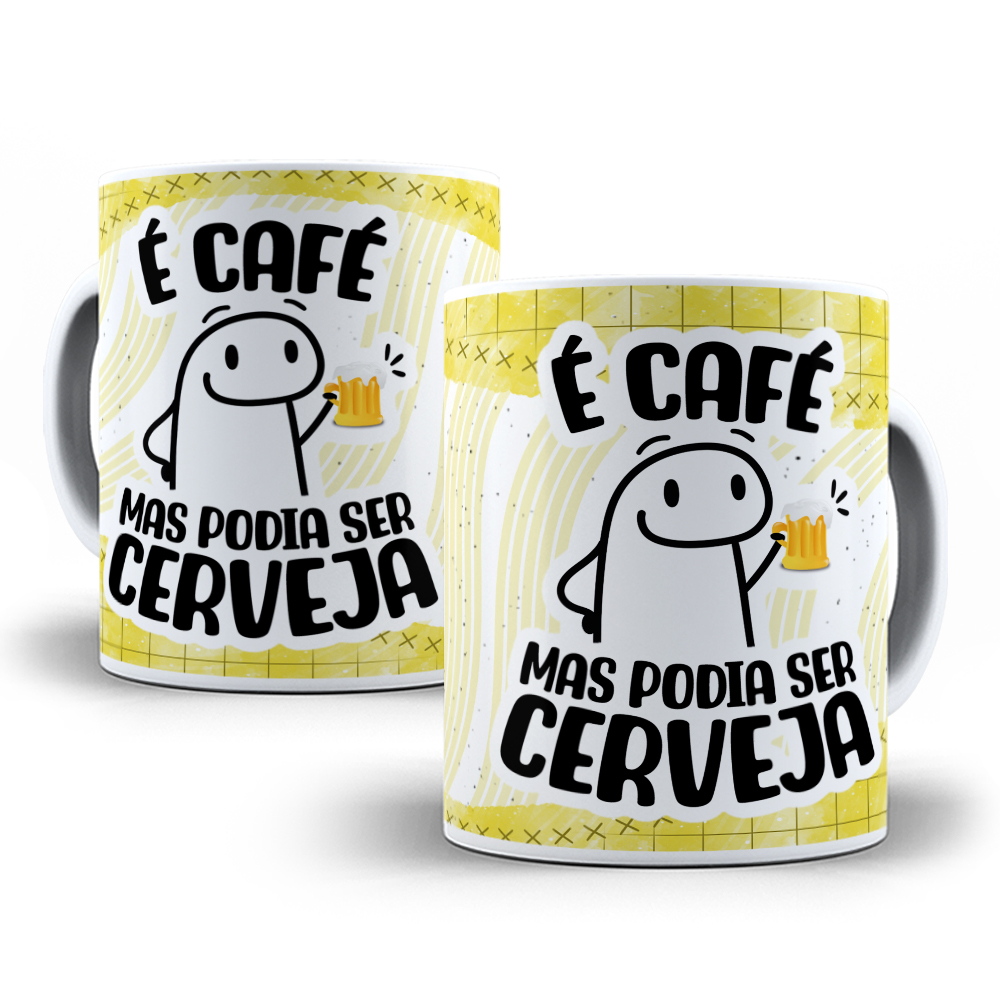 Caneca Personalizada “É Café, Mas Podia Ser Cerveja” – 325ml