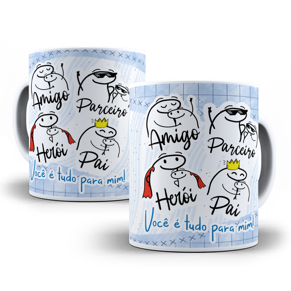 Caneca Personalizada “Amigo, Parceiro, Herói, Pai” – 325ml