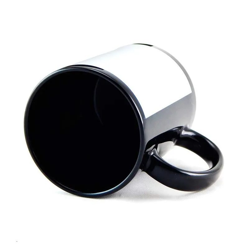 Caneca de Cerâmica Preta com Faixa Branca para Sublimação – 325 ml - Imagem 3