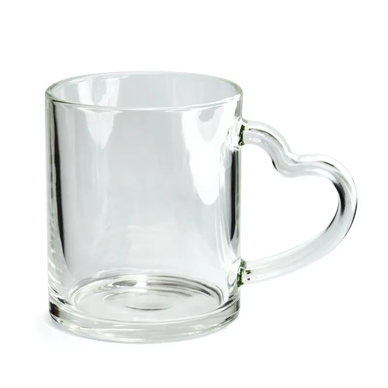 Caneca de Vidro Alça Love Cristal para Sublimação - 325ml