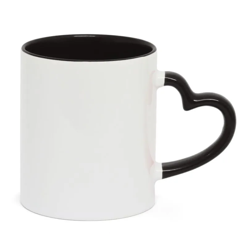 Caneca Love Branca para Sublimação com Alça e Interior Preto - 325ml